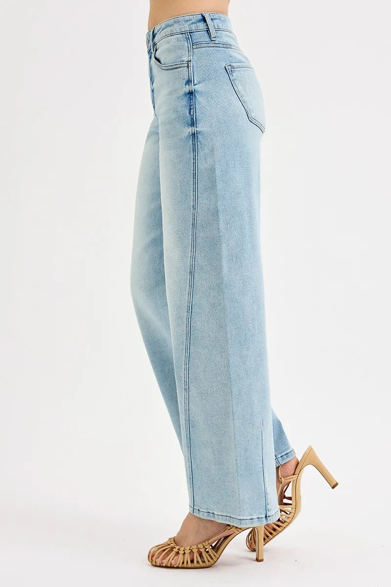 RISEN Full Size Mid Rise Fit Barrel Jeans Plus Size - Alwesbo Fashion