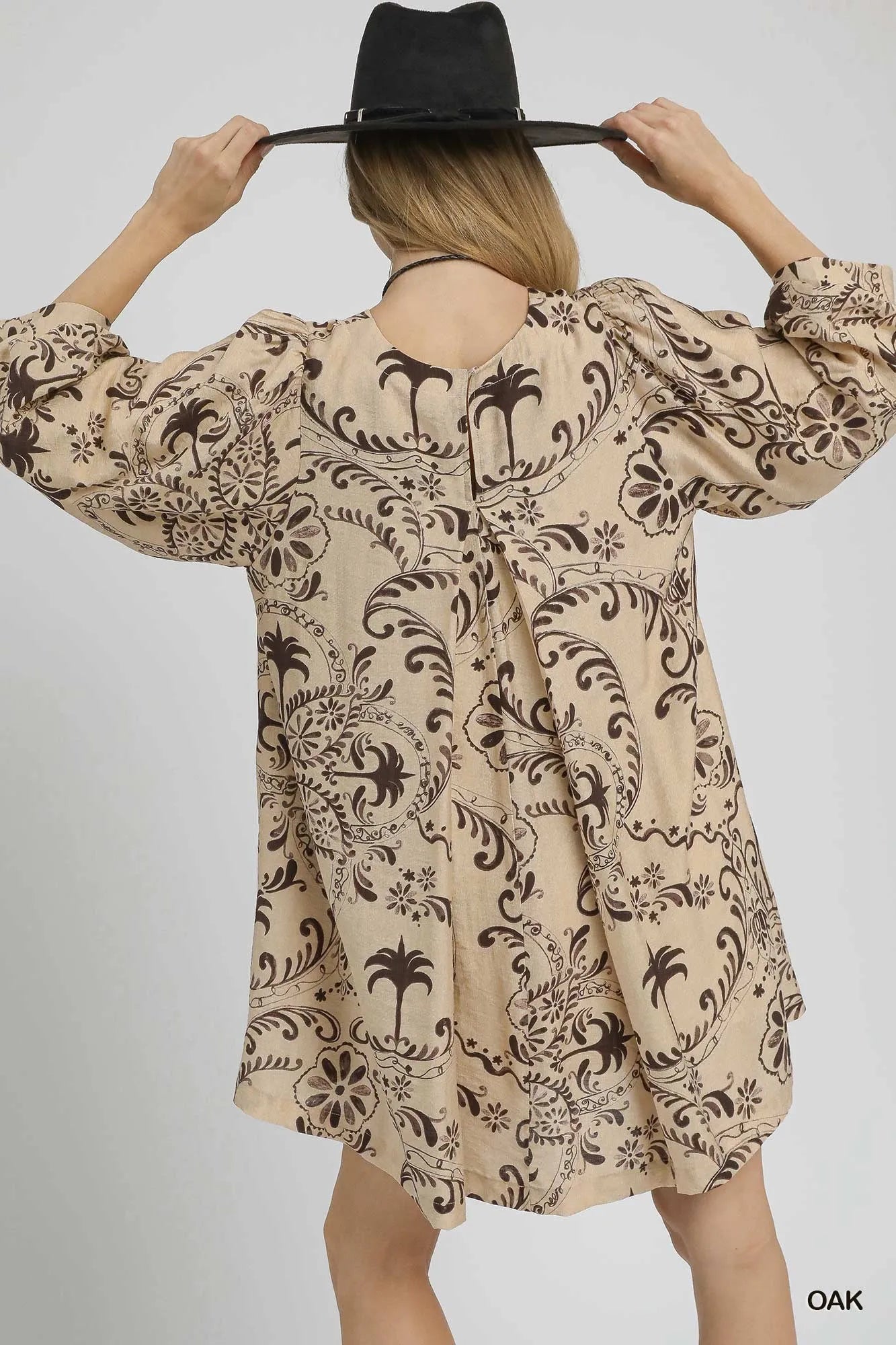 Boho Chic Printed Mini Dress with Balloon Sleeves - Alwesbo Fashion