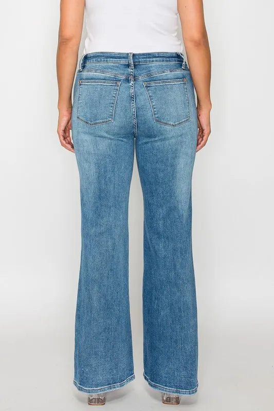 bytos Full Size Cat's Whiskers Mid Rise Bootcut Jeans - Alwesbo Fashion