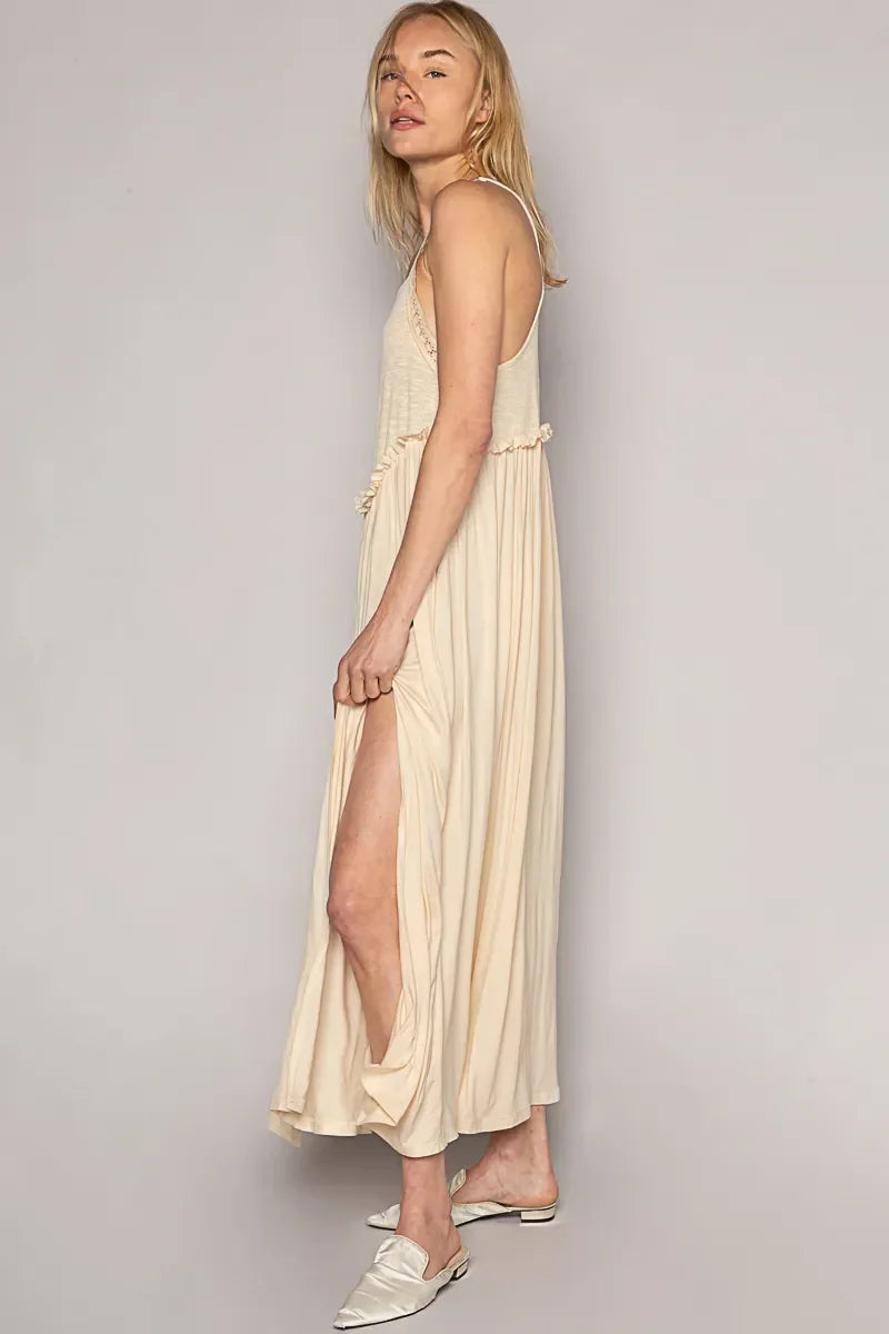 POL Frill Slit Square Neck Cami Dress - Alwesbo Fashion