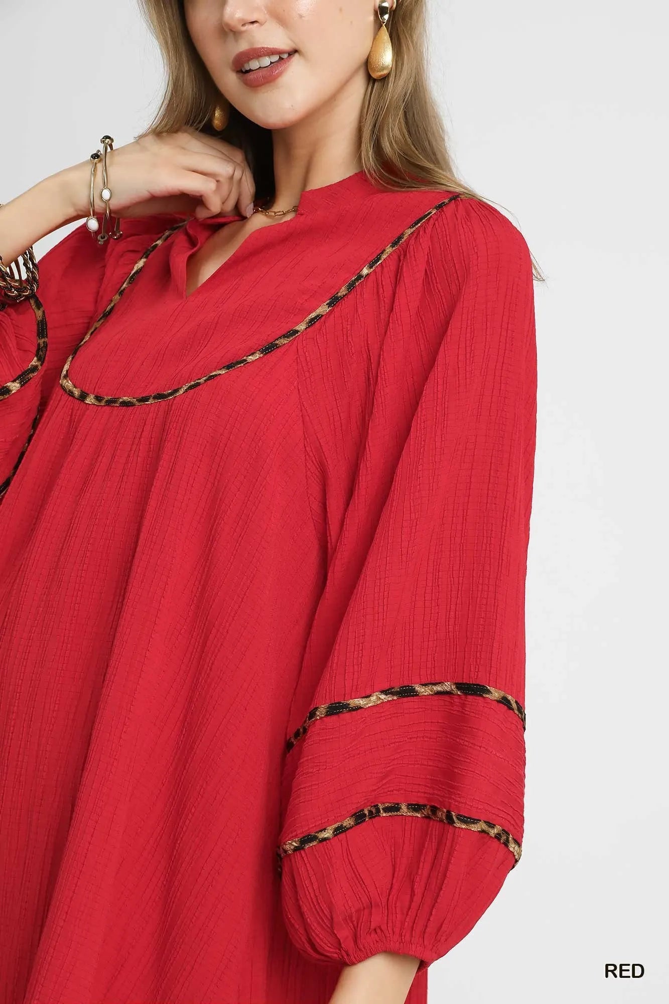 Boho Babydoll Dress with Luxe Leopard Accents - Alwesbo Fashion