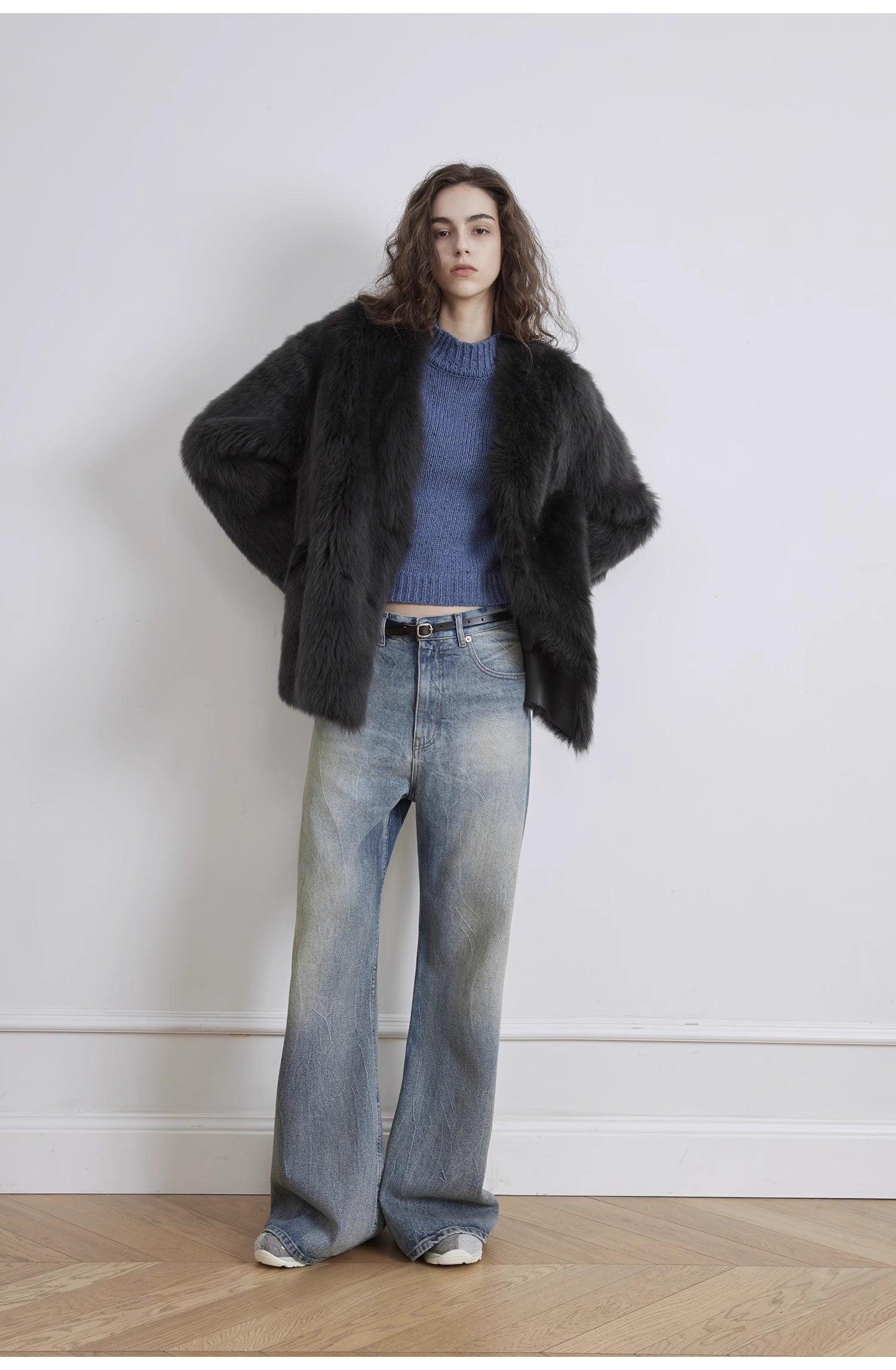 Retro Washed Wrinkled Wide-Leg Jeans – Women's Spacious Straight Fit - Alwesbo Fashion