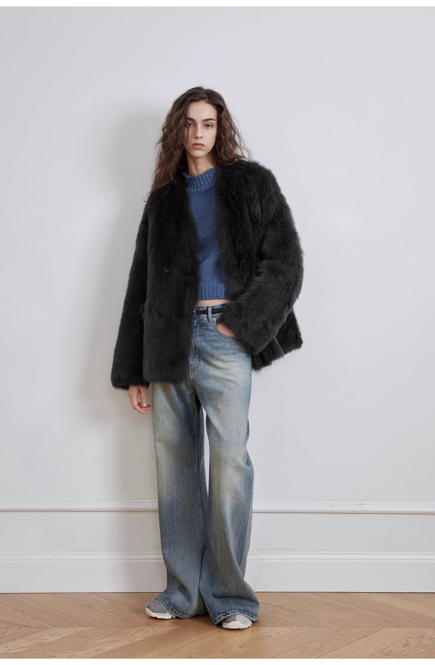 Retro Washed Wrinkled Wide-Leg Jeans – Women's Spacious Straight Fit - Alwesbo Fashion