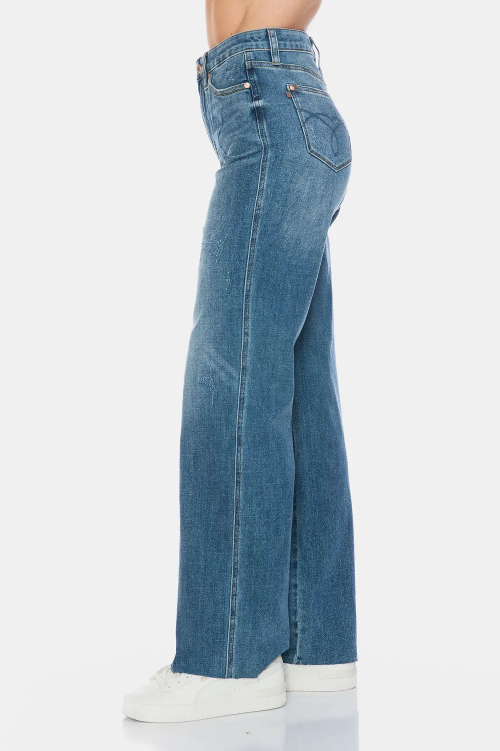 Judy Blue Full Size Tummy Control Cut Raw Hem Straight Jeans - Alwesbo Fashion