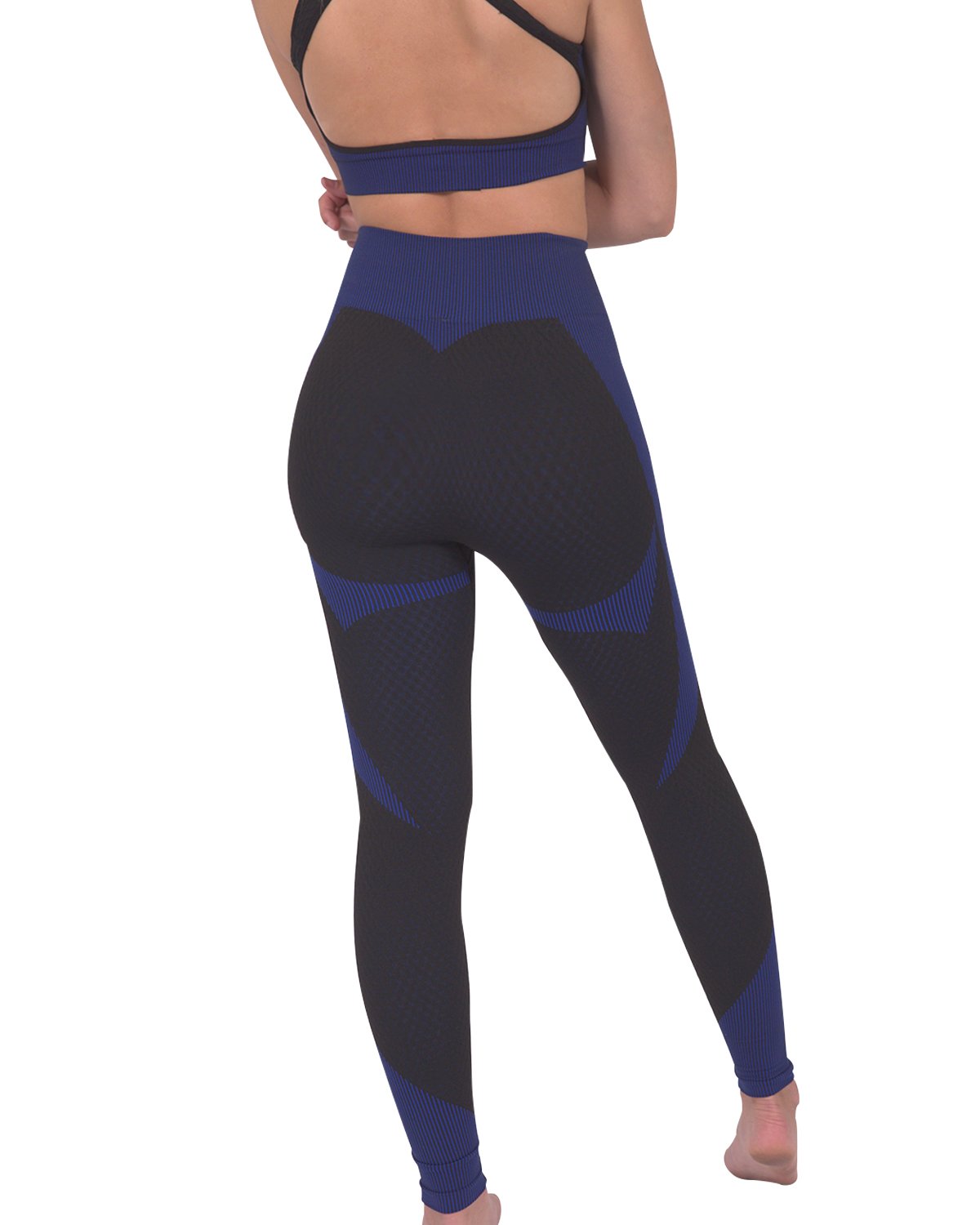 Black and Navy Seamless Leggings - High-Waisted Activewear for Workouts - Alwesbo Fashion