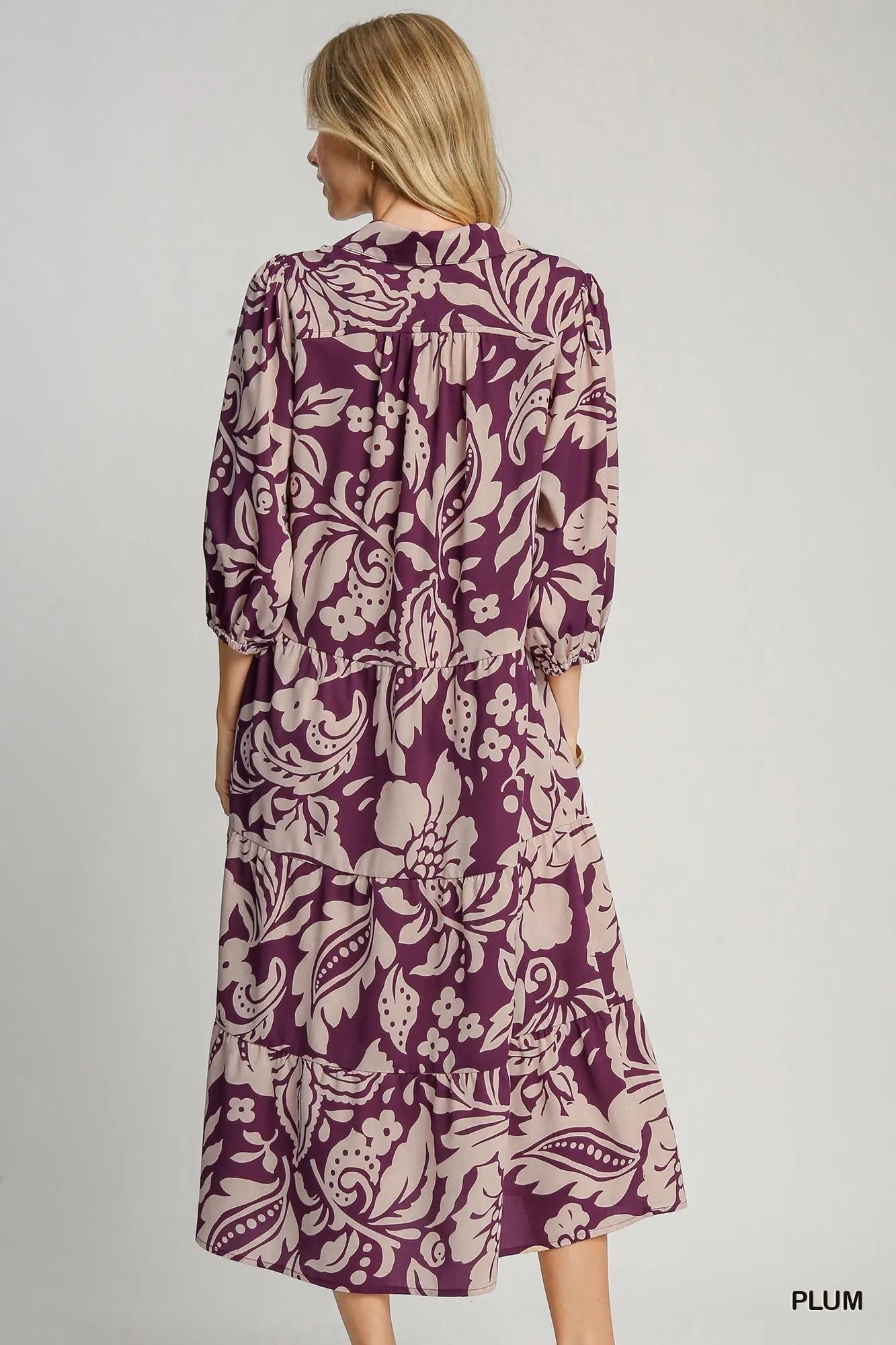 Tiered Midi Dress with Floral Print - Alwesbo Fashion