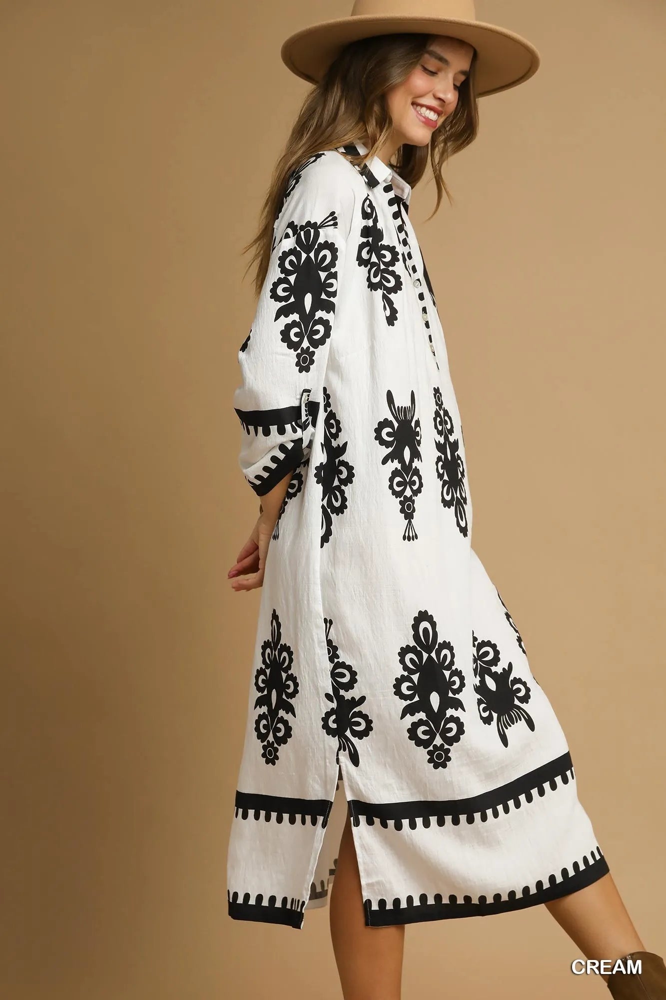 Umgee Abstract Print Midi Dress - Alwesbo Fashion