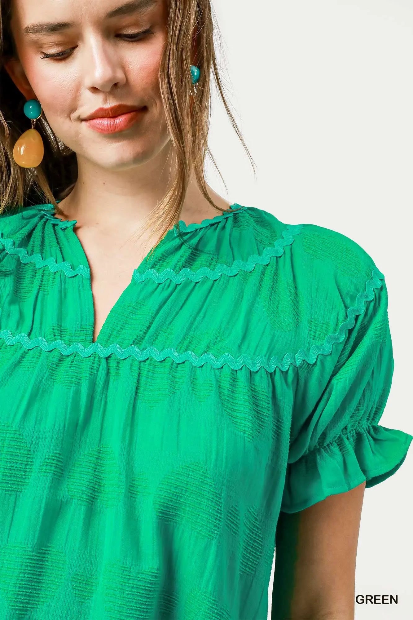 Umgee Heart Pattern Short Sleeve Ruffle Babydoll Dress - Alwesbo Fashion