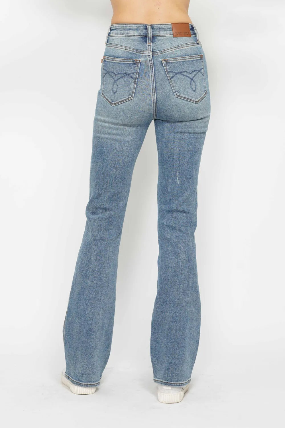 Judy Blue Full Size Tummy Control Back Embroidered Pocketed Bootcut Jeans Plus Size - Alwesbo Fashion