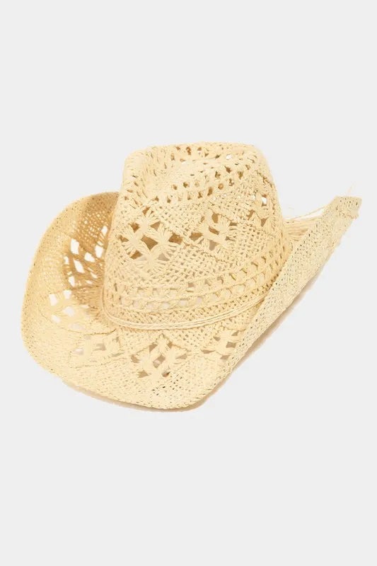 Fame Western Straw Braided Cowboy Sun Hat - Alwesbo Fashion