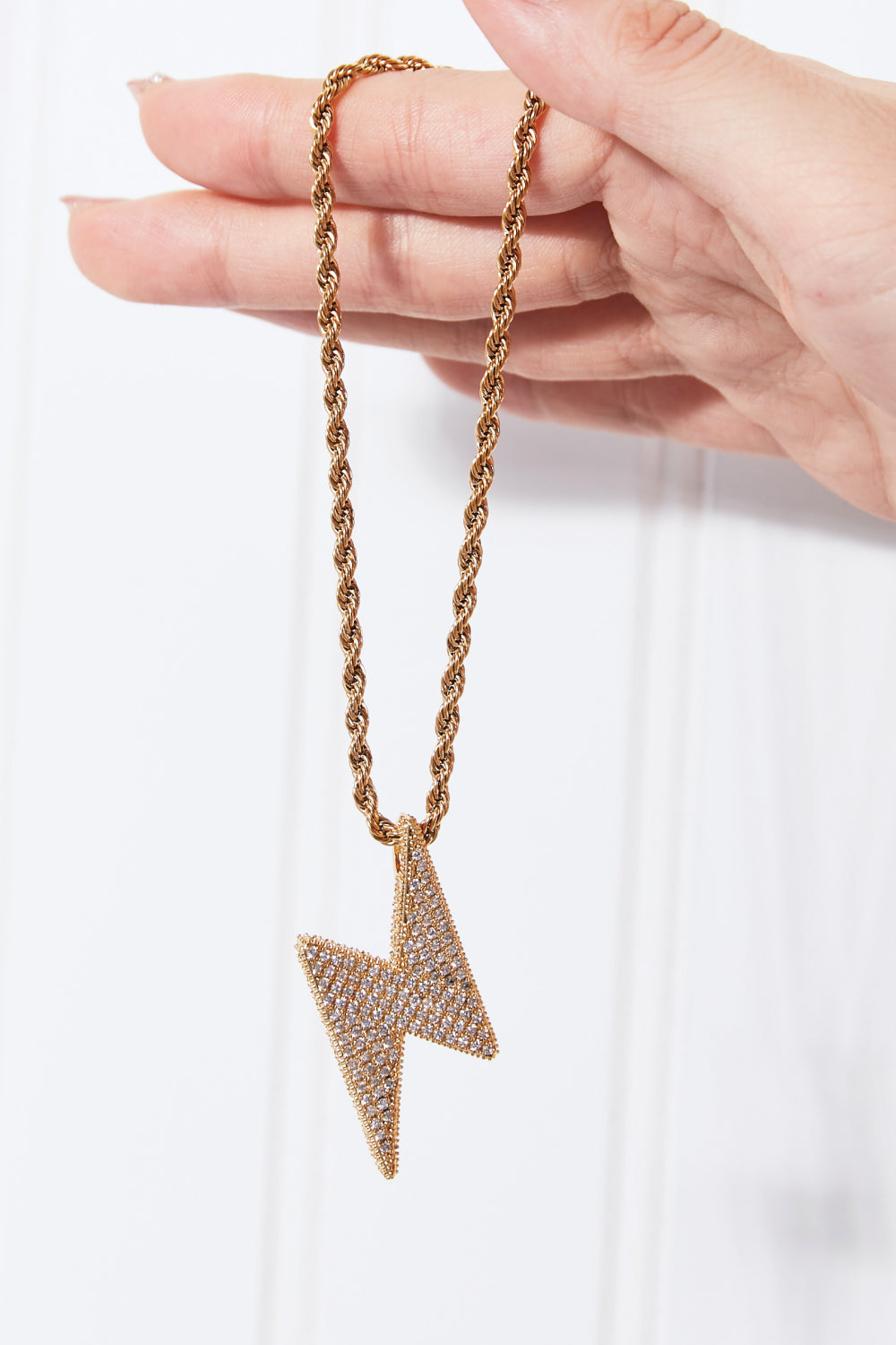 Brass Lightning Pendant Necklace - Alwesbo Fashion