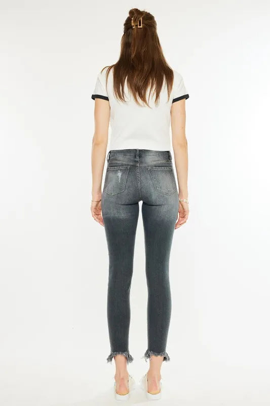 High Rise Distressed Ankle Skinny Jeans for Women - Alwesbo Fashion
