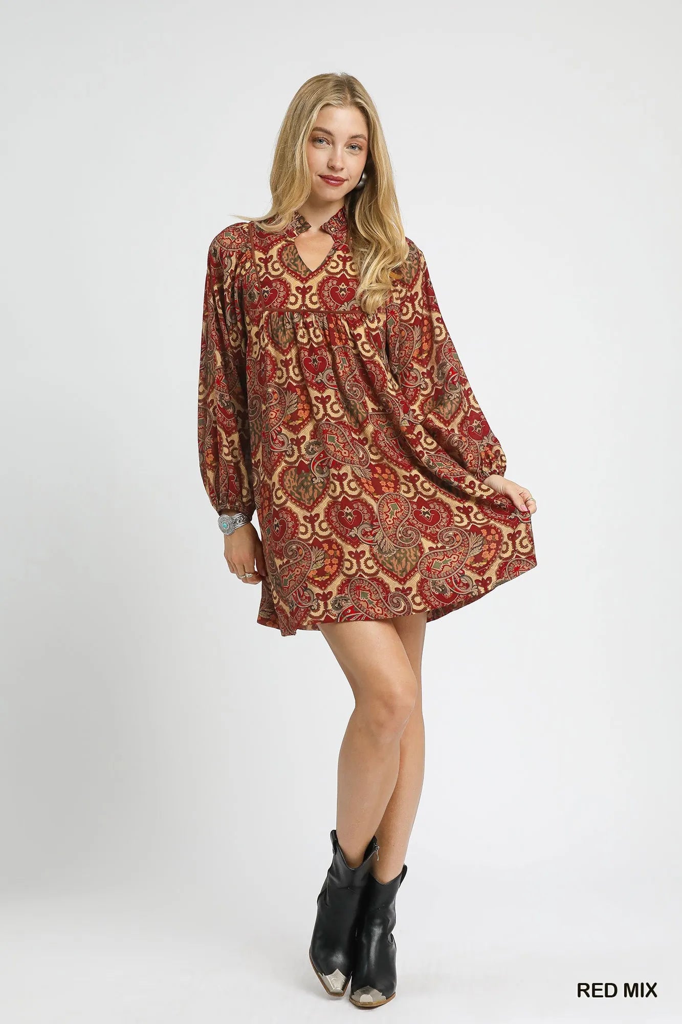 Paisley Print Boho Dress – Soft, Flowy, Feminine - Alwesbo Fashion