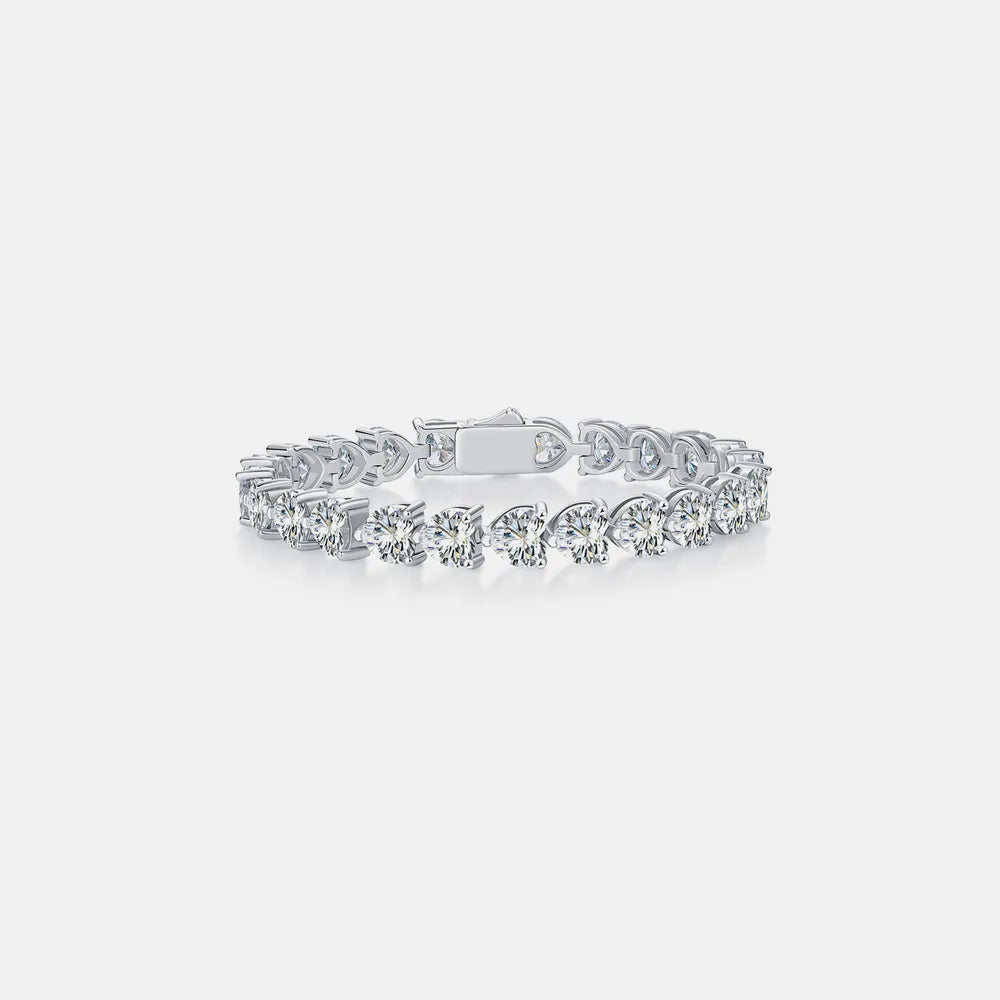 24 Carat Moissanite 925 Sterling Silver Heart Charm Bracelet - Alwesbo Fashion