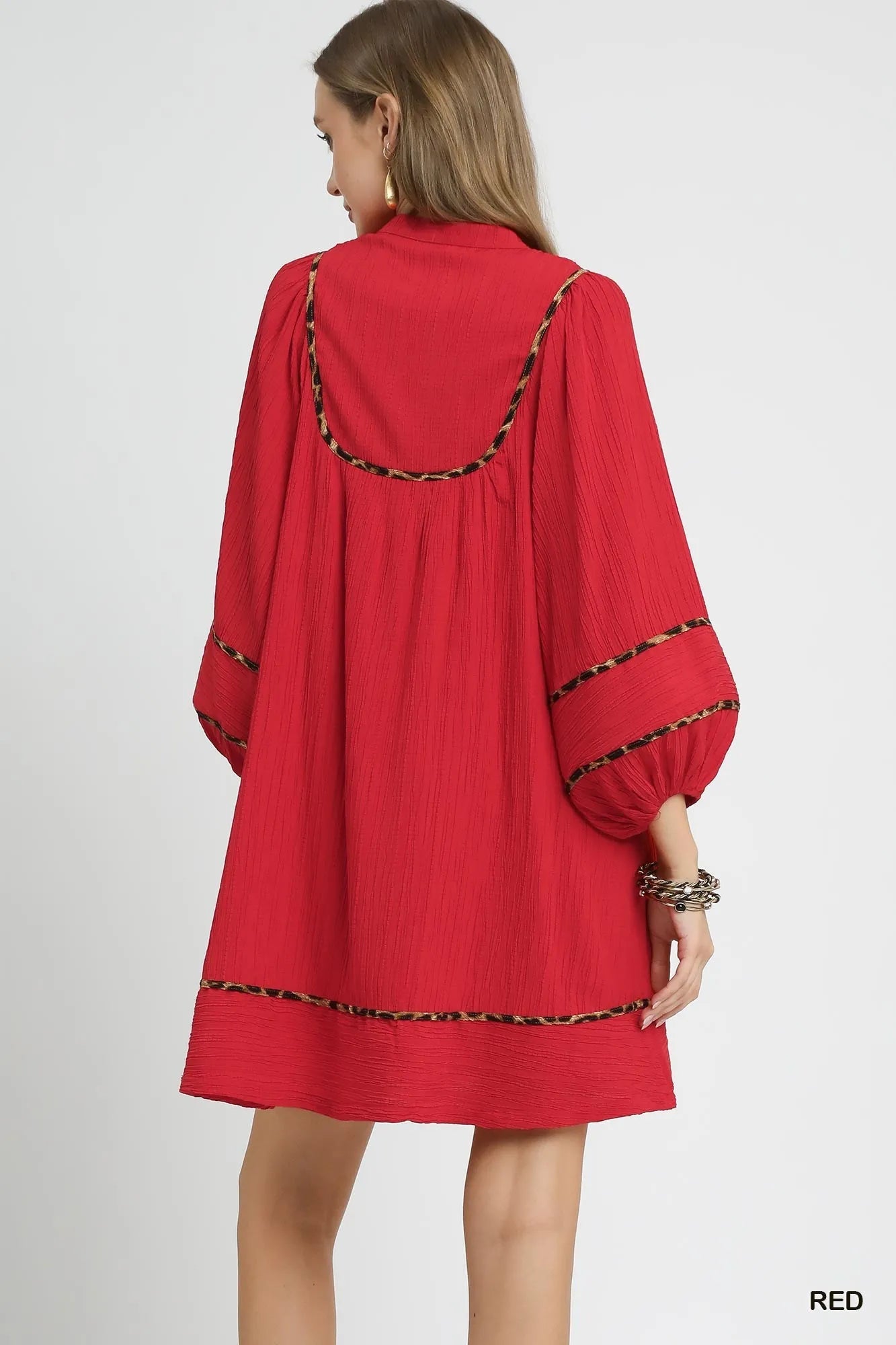 Boho Babydoll Dress with Luxe Leopard Accents - Alwesbo Fashion