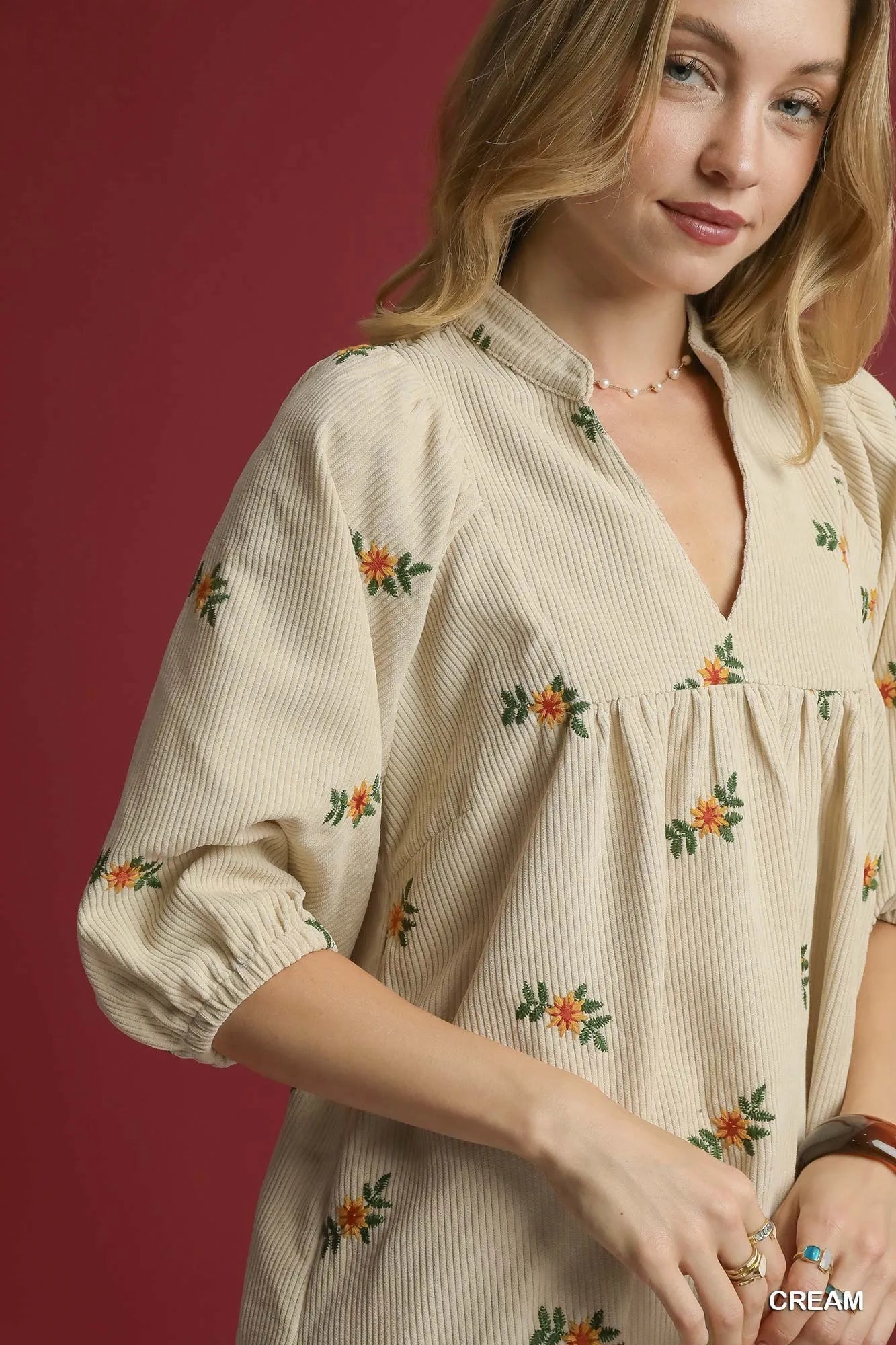 Soft Corduroy Babydoll – Boho Florals, Cozy Vibes “Best Seller Look for Less” - Alwesbo Fashion