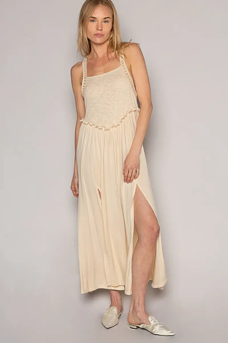 POL Frill Slit Square Neck Cami Dress - Alwesbo Fashion