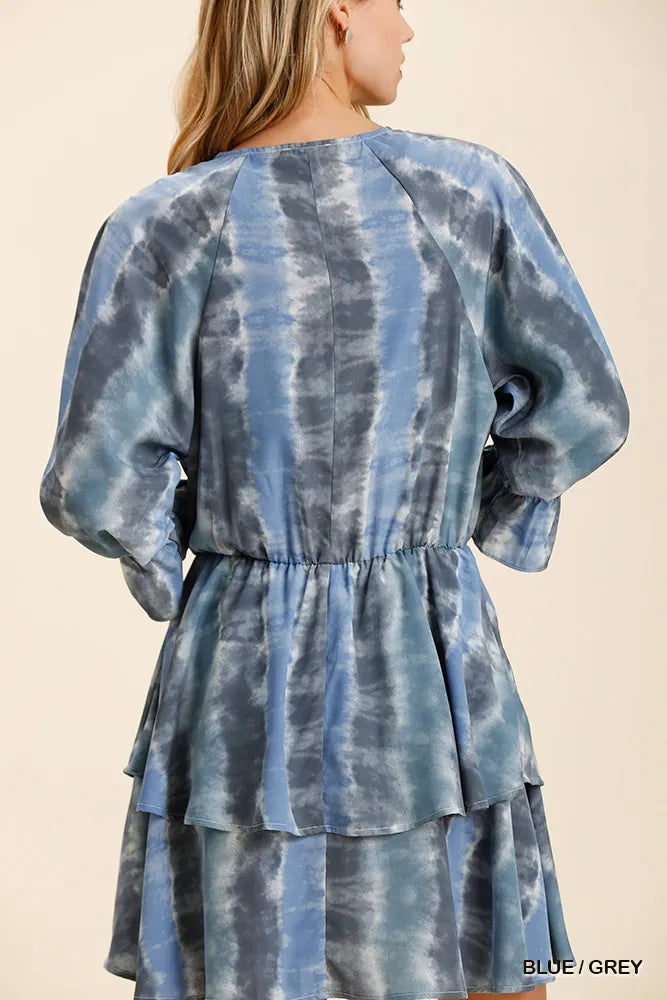 Boho Layered Tie-Dye Dress with Elastic Waistband - Alwesbo Fashion