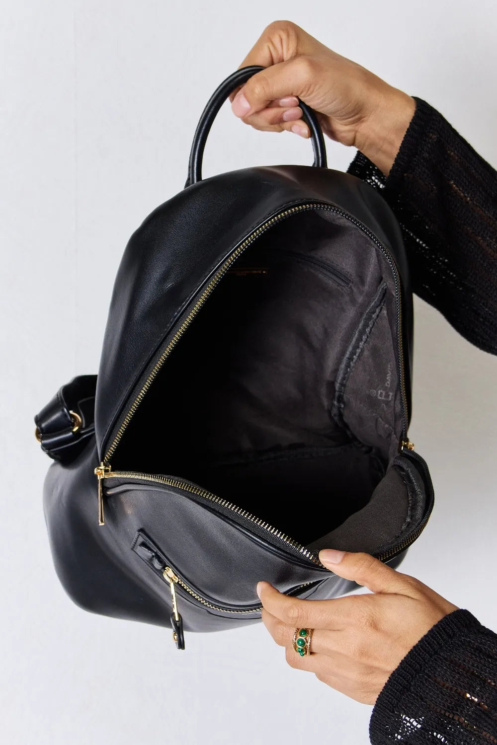David Jones PU Leather Backpack - Alwesbo Fashion