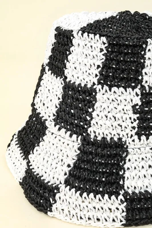 Fame Checkered Pattern Knit Bucket Hat - Alwesbo Fashion