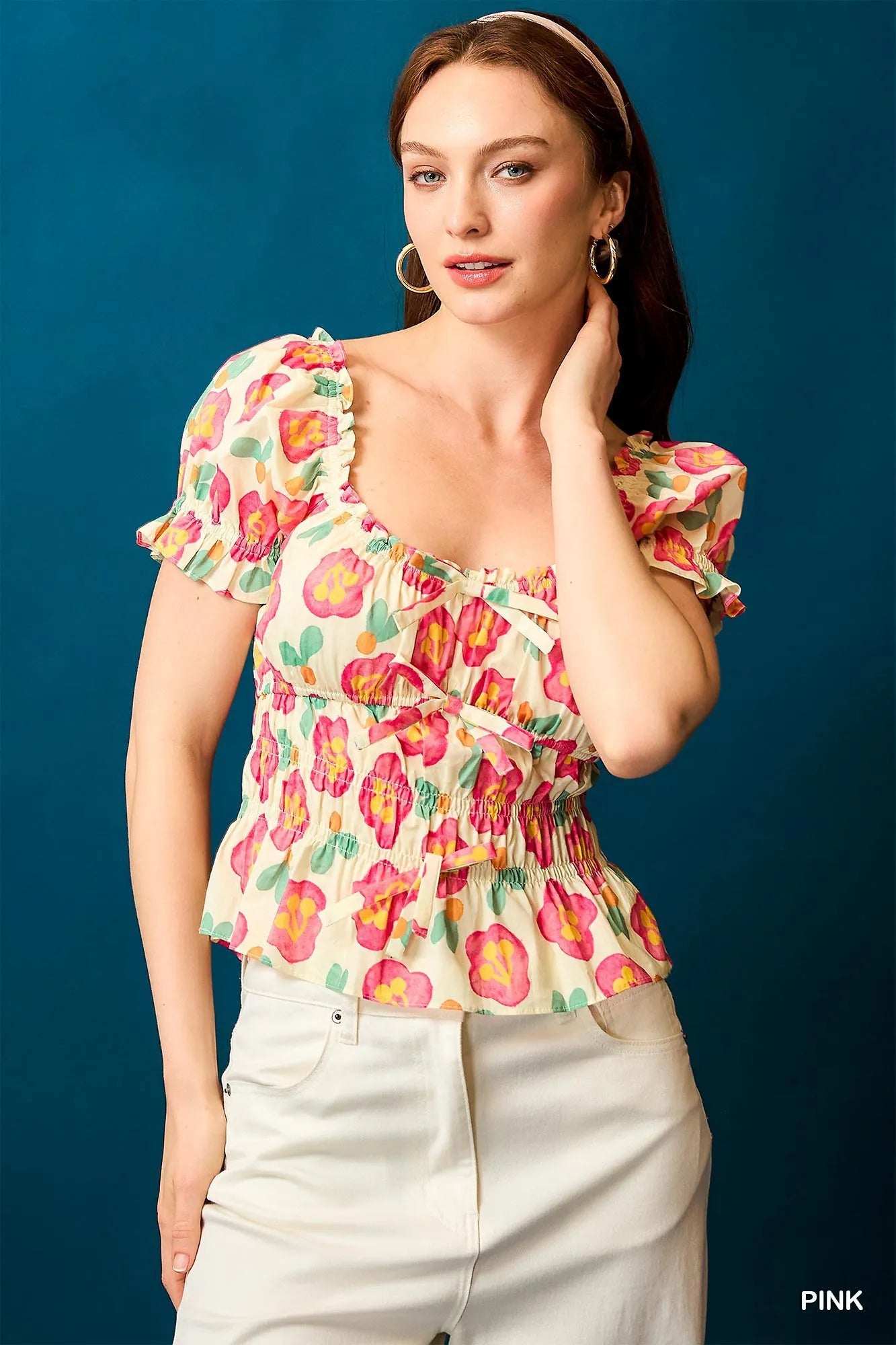 Floral Smocked Peplum Blouse for Women - Alwesbo Fashion