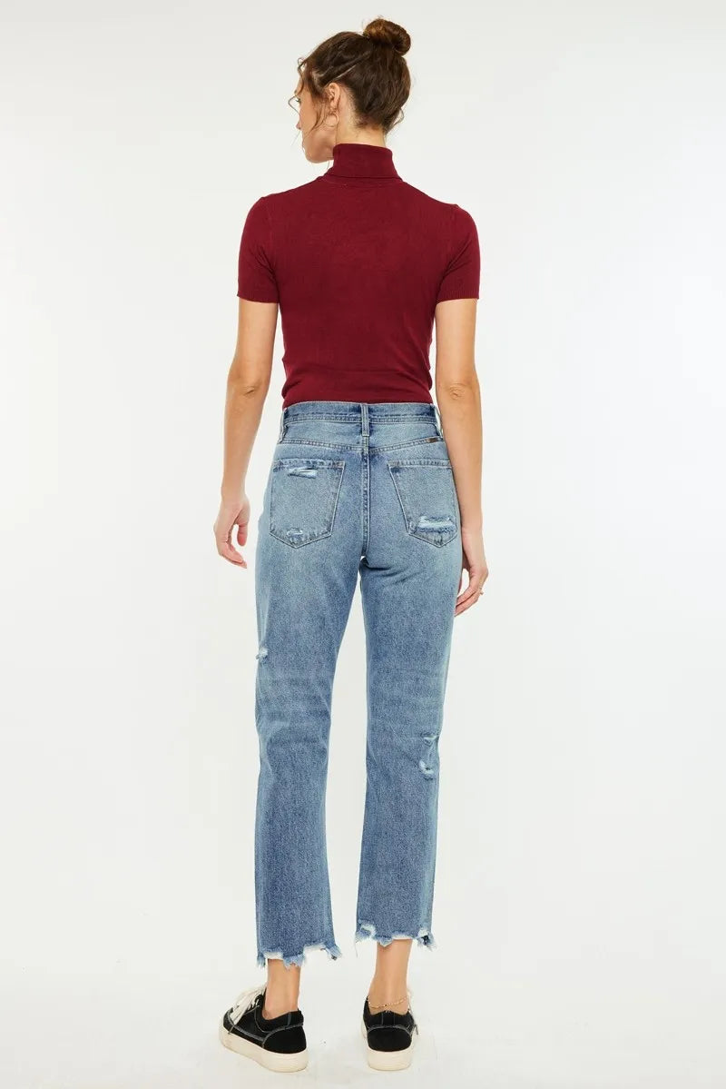 Classic Slim Straight High Waist Jeans - Alwesbo Fashion