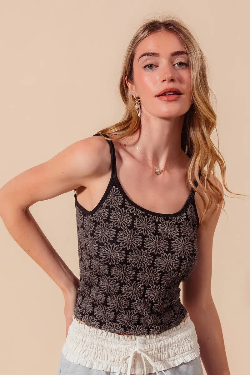 SO ME Two Tone Floral Seamless Tank Top - Alwesbo Fashion