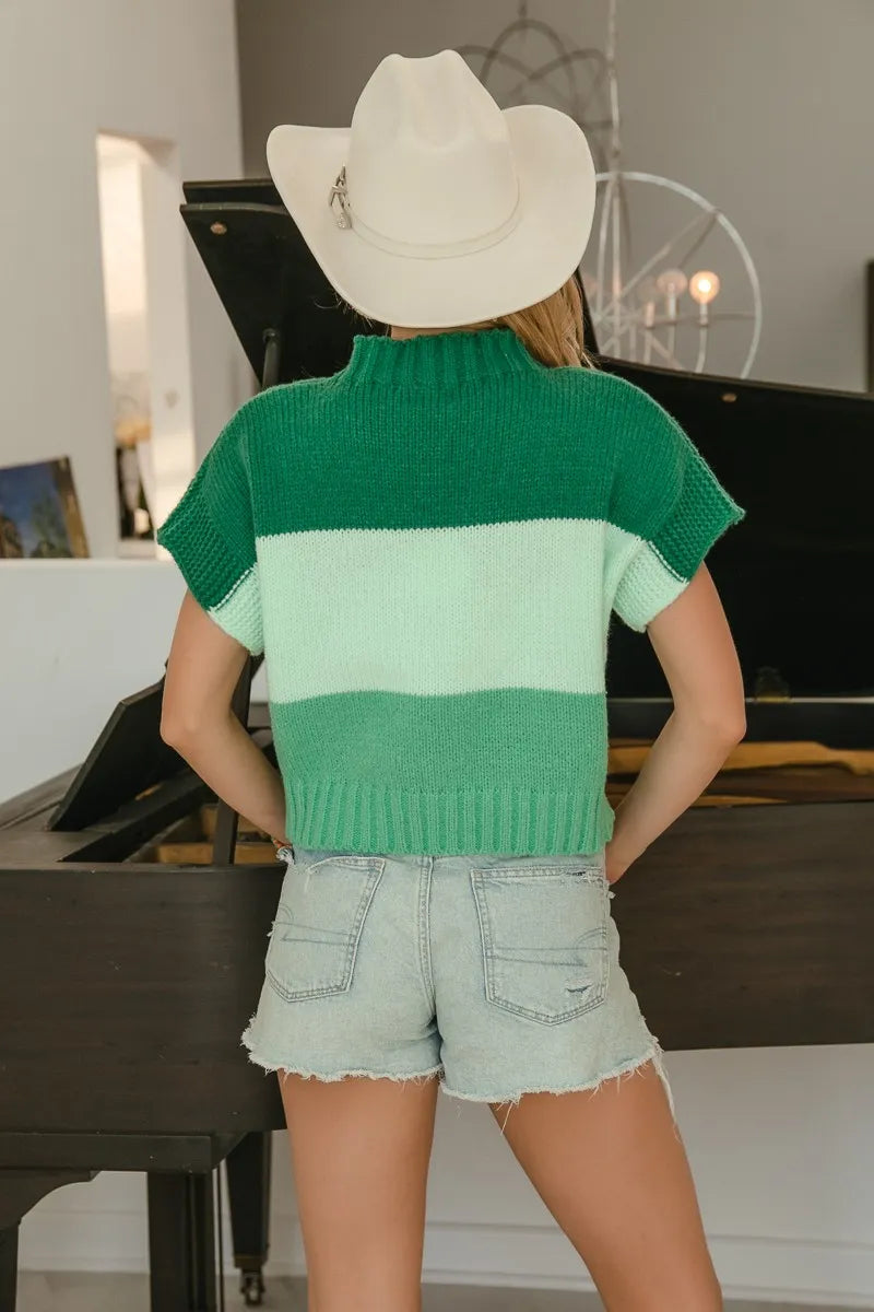 Stylish Sweater Featuring Sequin Clover & Color Block Design - Alwesbo Fashion