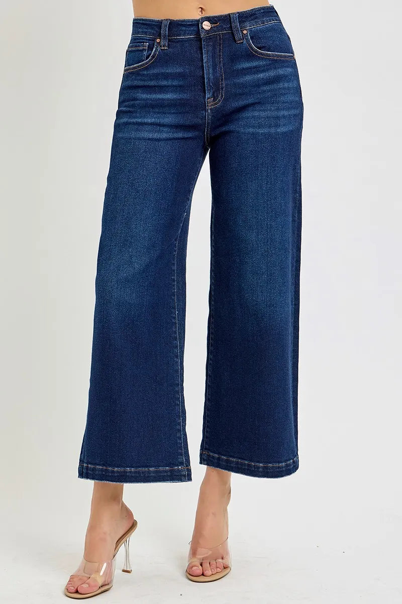 RISEN High Rise Crop Wide Jeans - Alwesbo Fashion
