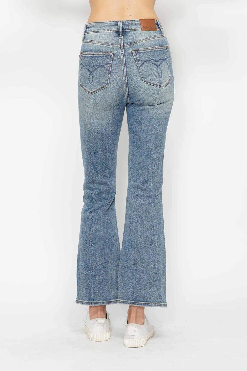 Judy Blue Full Size Tummy Control Back Embroidered Pocketed Bootcut Jeans Plus Size - Alwesbo Fashion