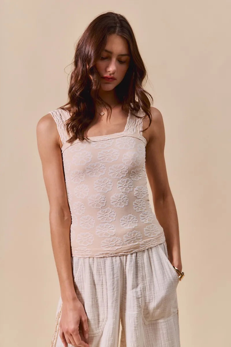 SO ME Two Tone Floral Seamless Tank Top - Alwesbo Fashion
