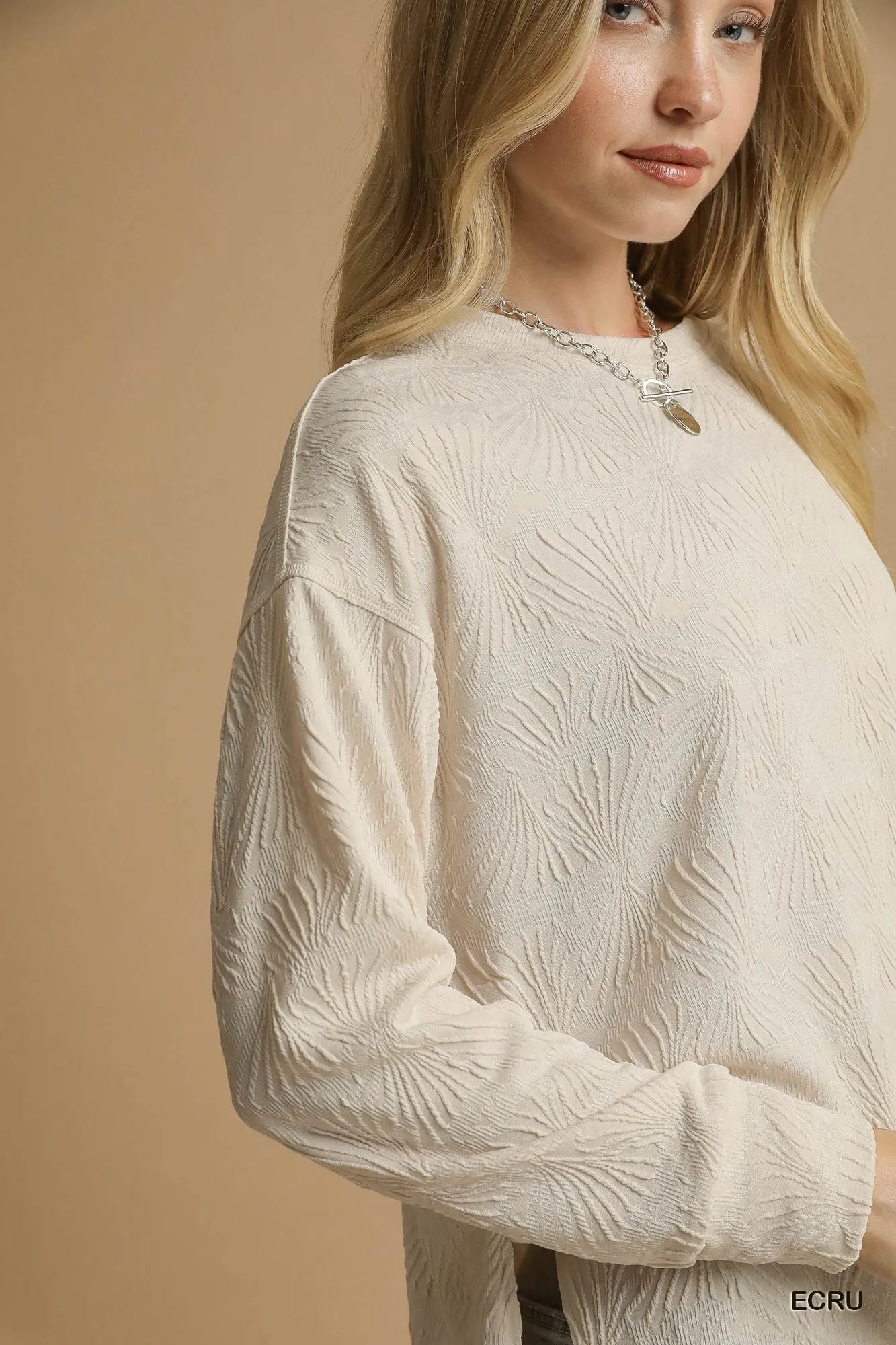 Textured Knit Long Sleeve Top for Women - Alwesbo Fashion