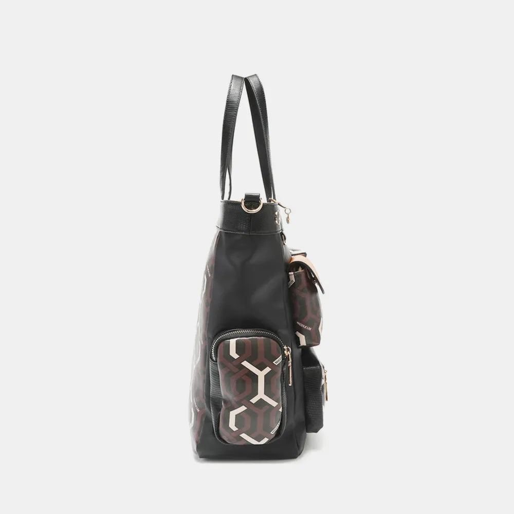 Nicole Lee USA Geometric Pattern Tote Bag - Alwesbo Fashion