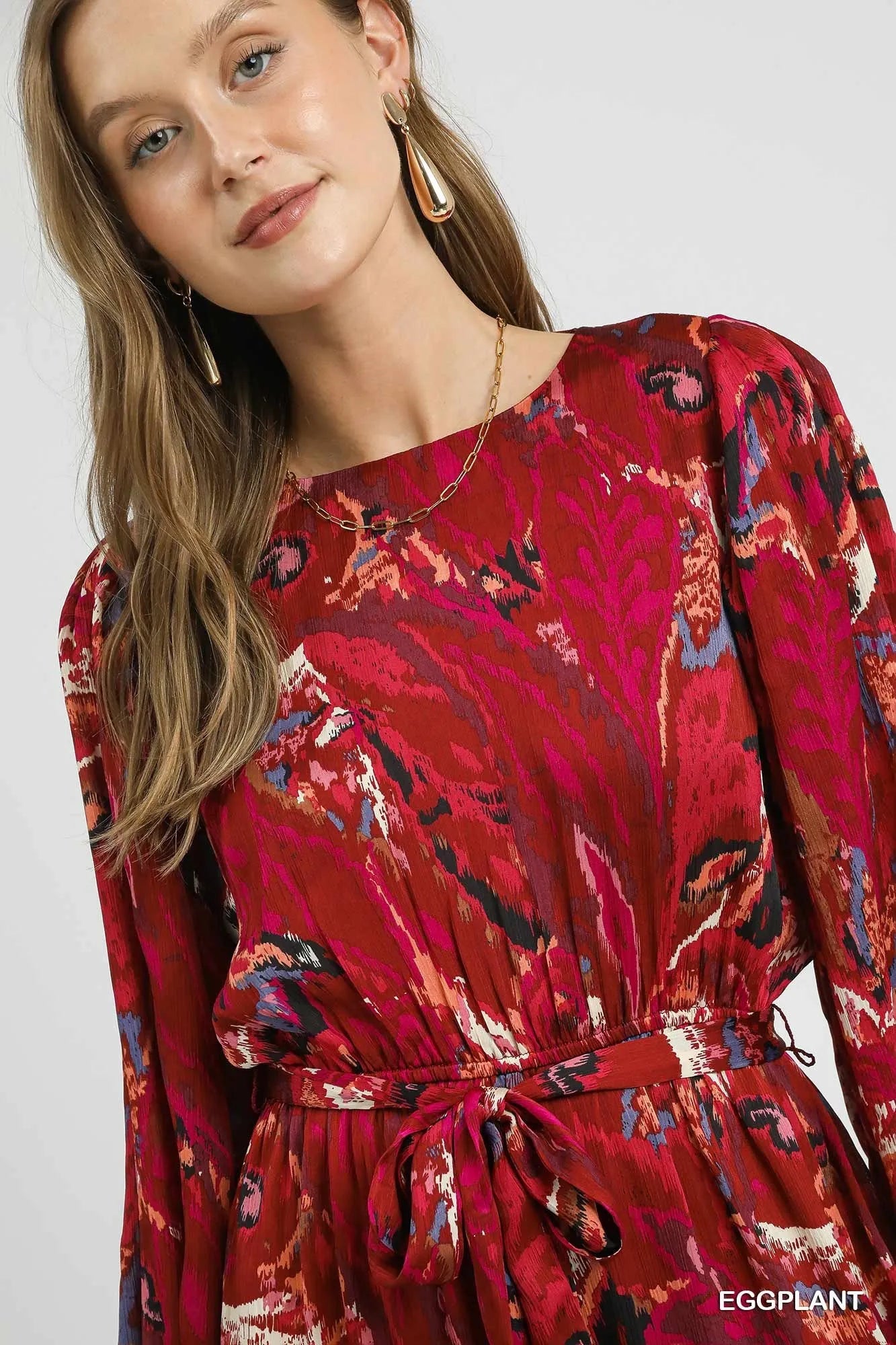 Boho Chic Balloon Sleeve Dress with Flowy Ruffle Hem - Alwesbo Fashion