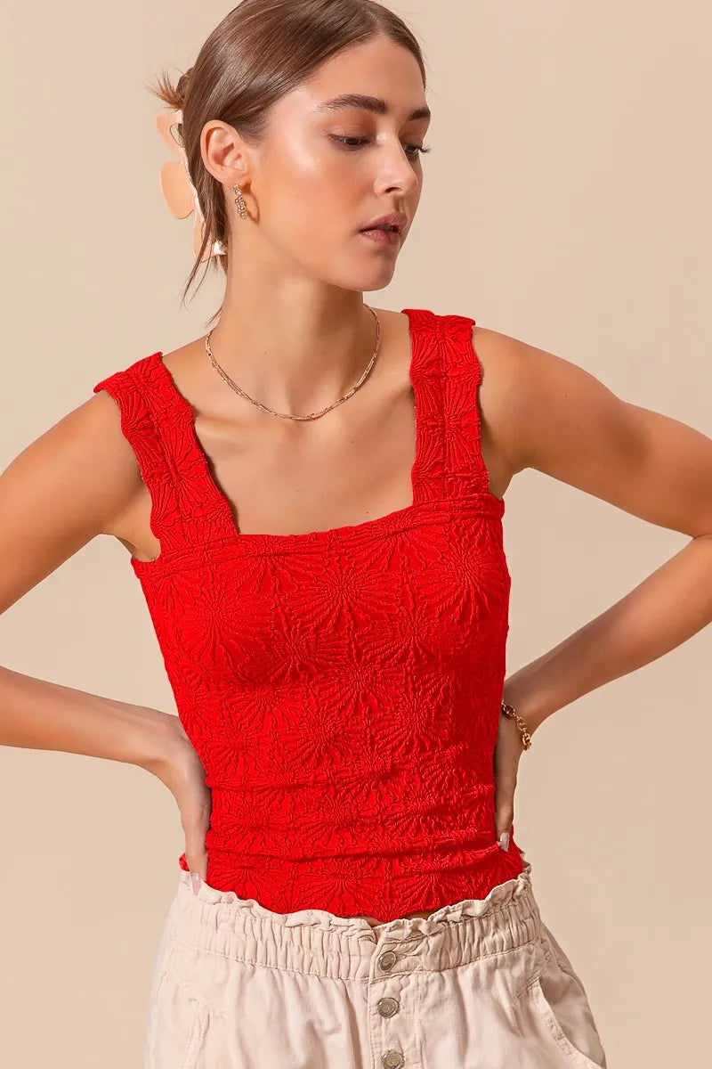 SO ME Floral Jacquard Seamless Tank Top - Alwesbo Fashion
