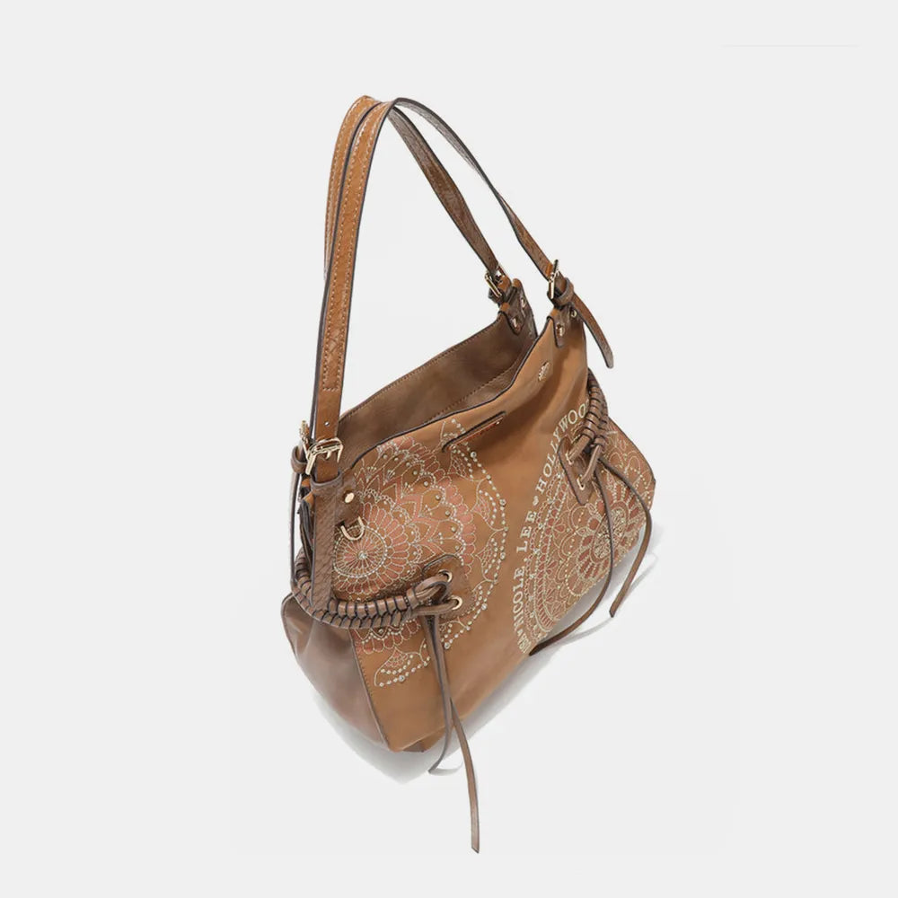 Nicole Lee USA Side Braided Tassel Inlaid Rhinestone Embroidery Hobo Bag - Alwesbo Fashion