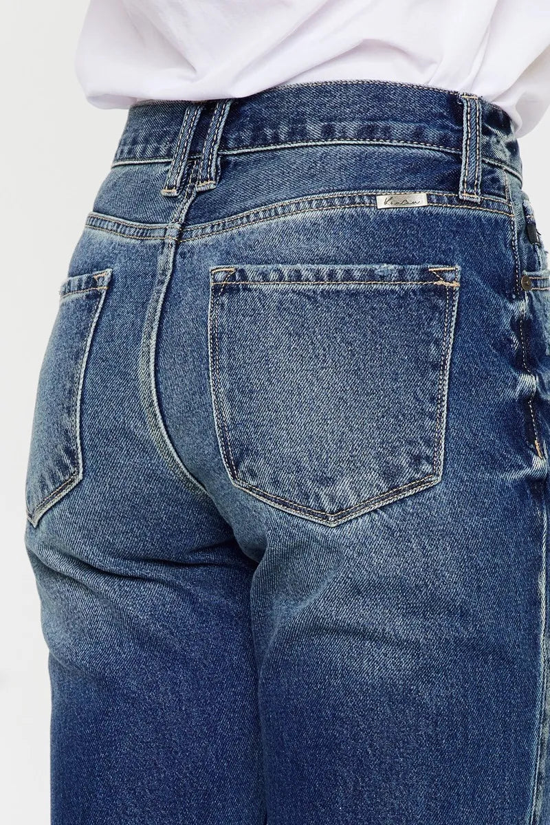 Kancan High Rise Distressed Mom Fit Jeans - Alwesbo Fashion