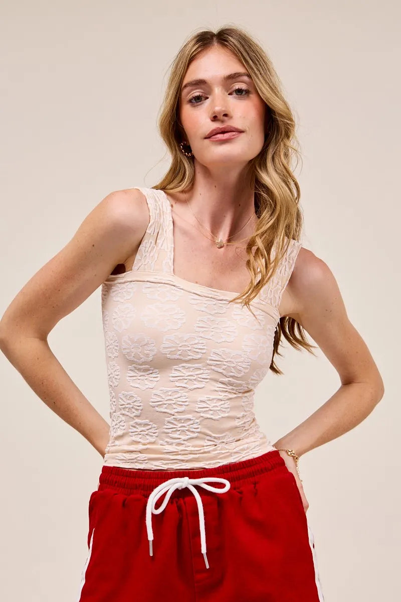 SO ME Two Tone Floral Seamless Tank Top - Alwesbo Fashion