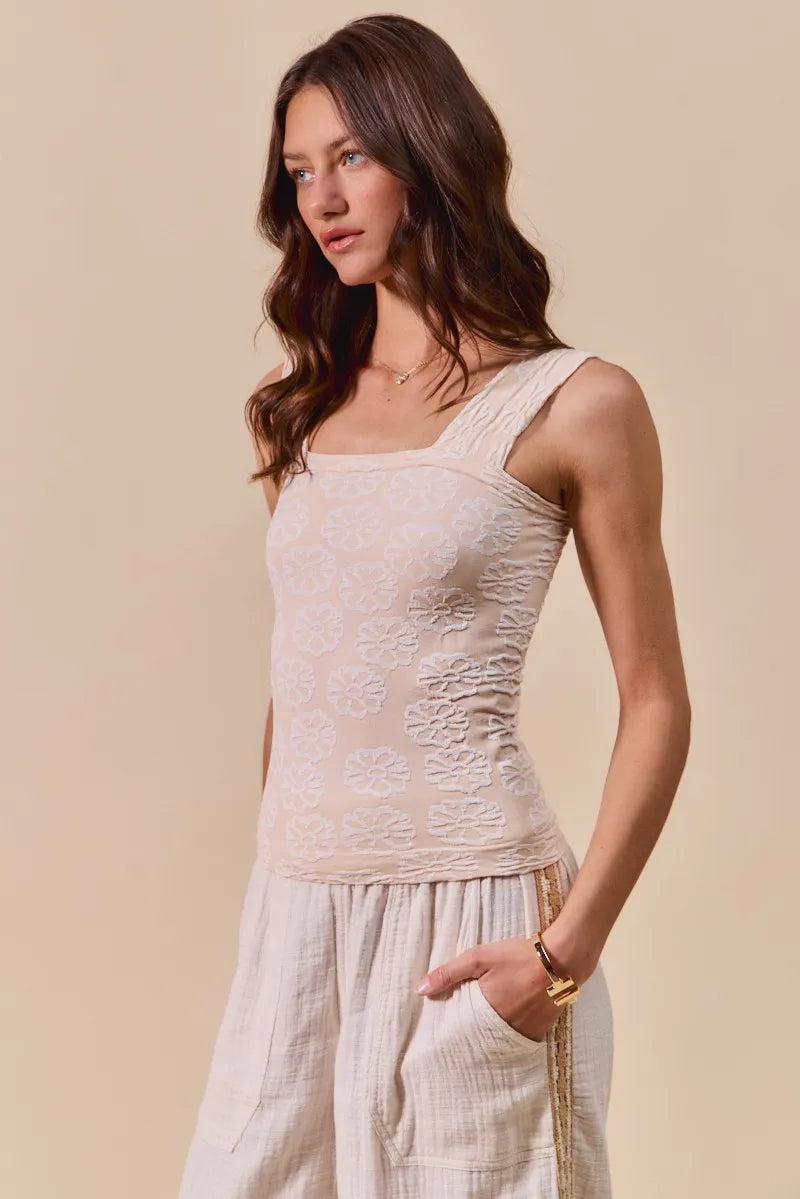 SO ME Two Tone Floral Seamless Tank Top - Alwesbo Fashion
