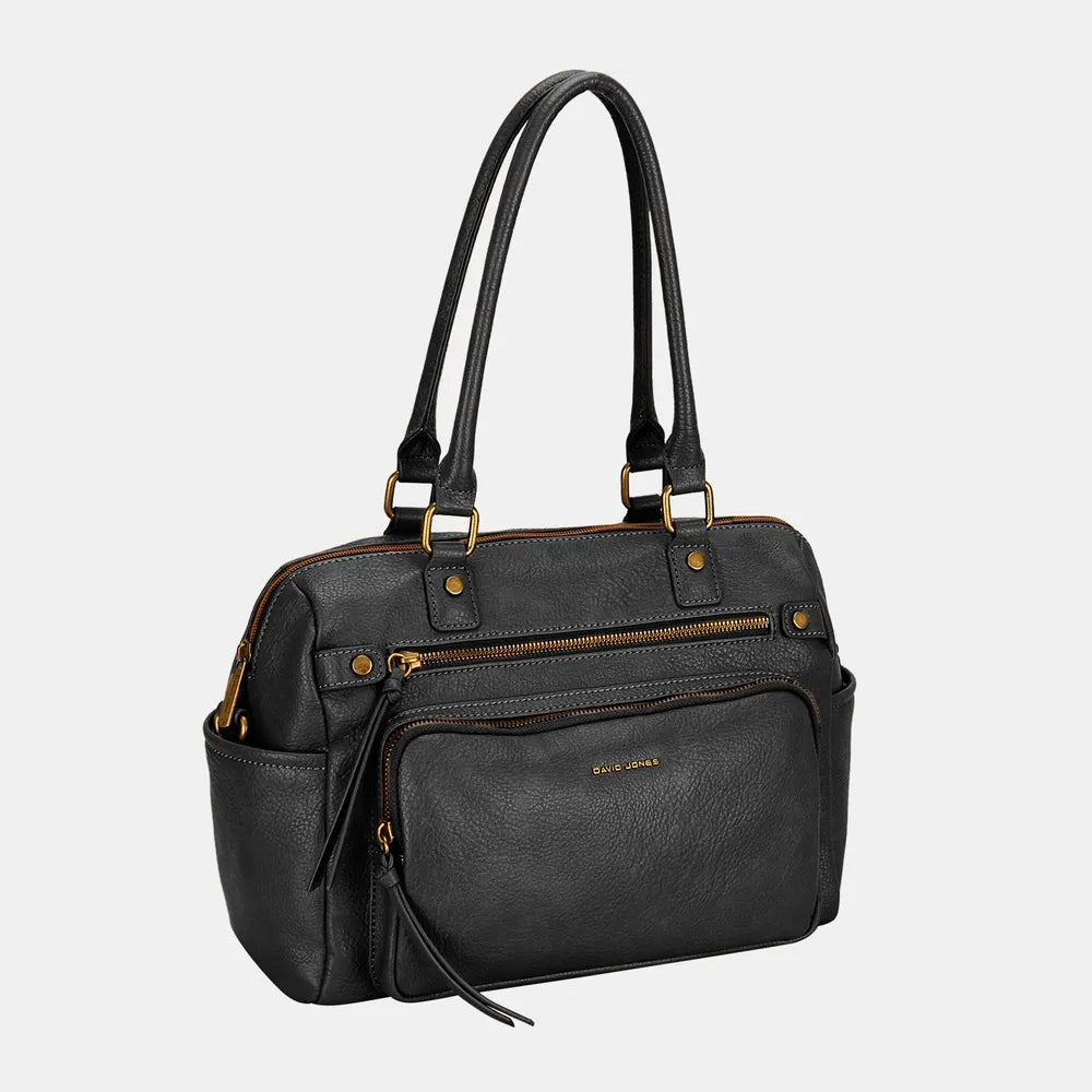 David Jones Zipper PU Leather Handbag - Alwesbo Fashion