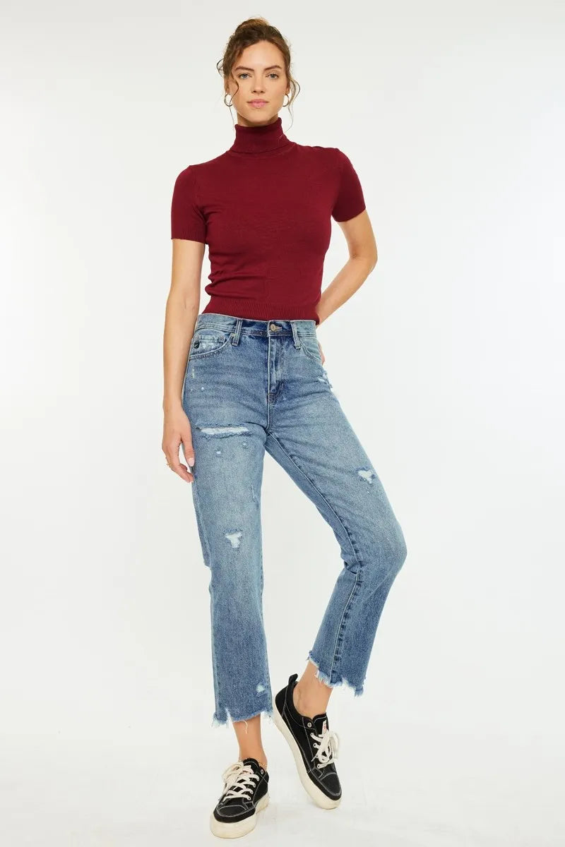 Classic Slim Straight High Waist Jeans - Alwesbo Fashion