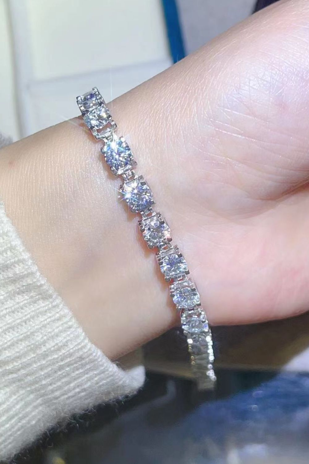 10 Carat Moissanite Platinum-Plated Luxury Bracelet for Women - Alwesbo Fashion