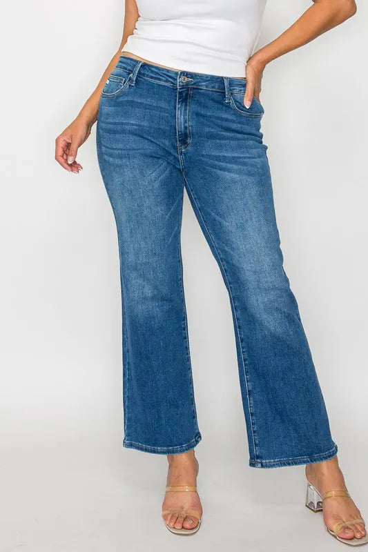 bytos Full Size Cat's Whiskers Mid Rise Ankle Jeans - Alwesbo Fashion
