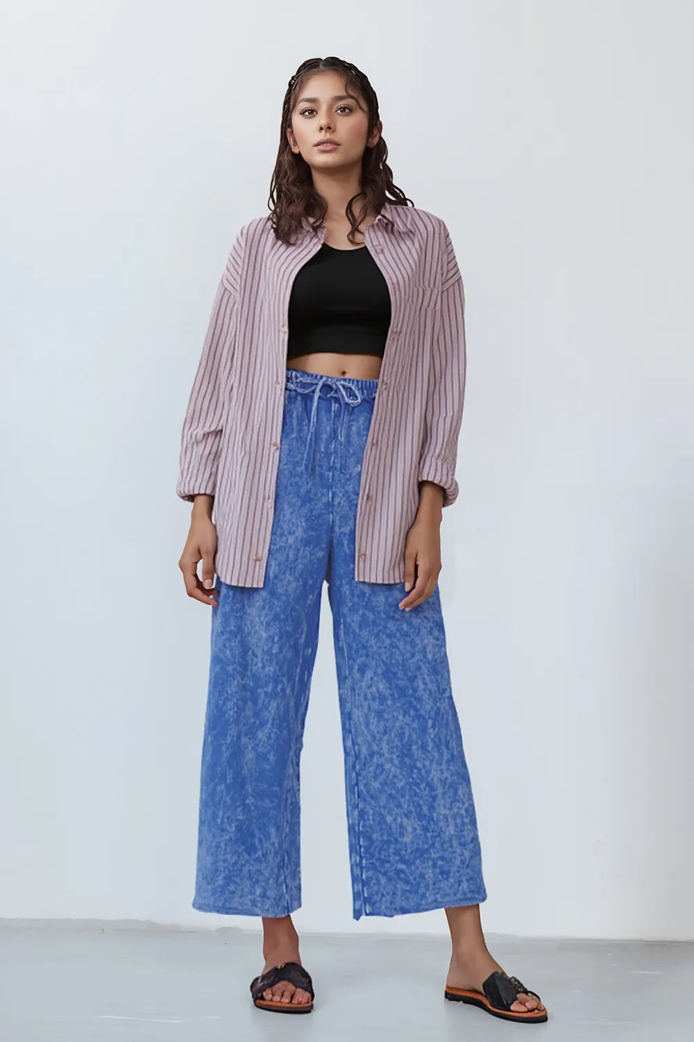 Zenana Washed French Terry Palazzo with Pockets - Alwesbo Fashion