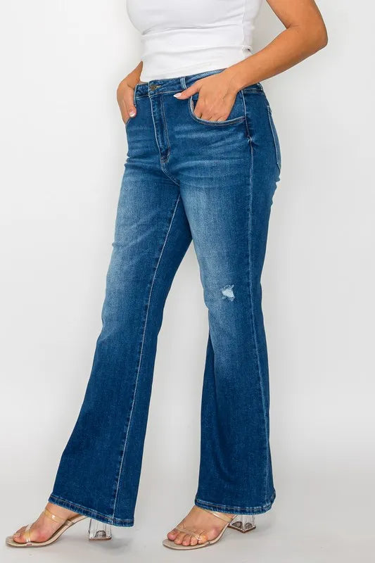 bytos Full Size High Rise Bootcut Jeans with Pockets - Alwesbo Fashion