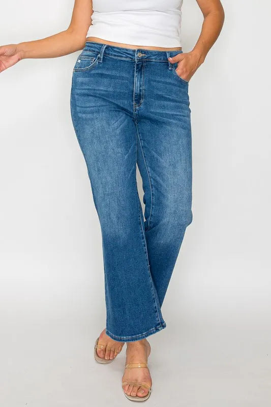 bytos Full Size Cat's Whiskers Mid Rise Ankle Jeans - Alwesbo Fashion