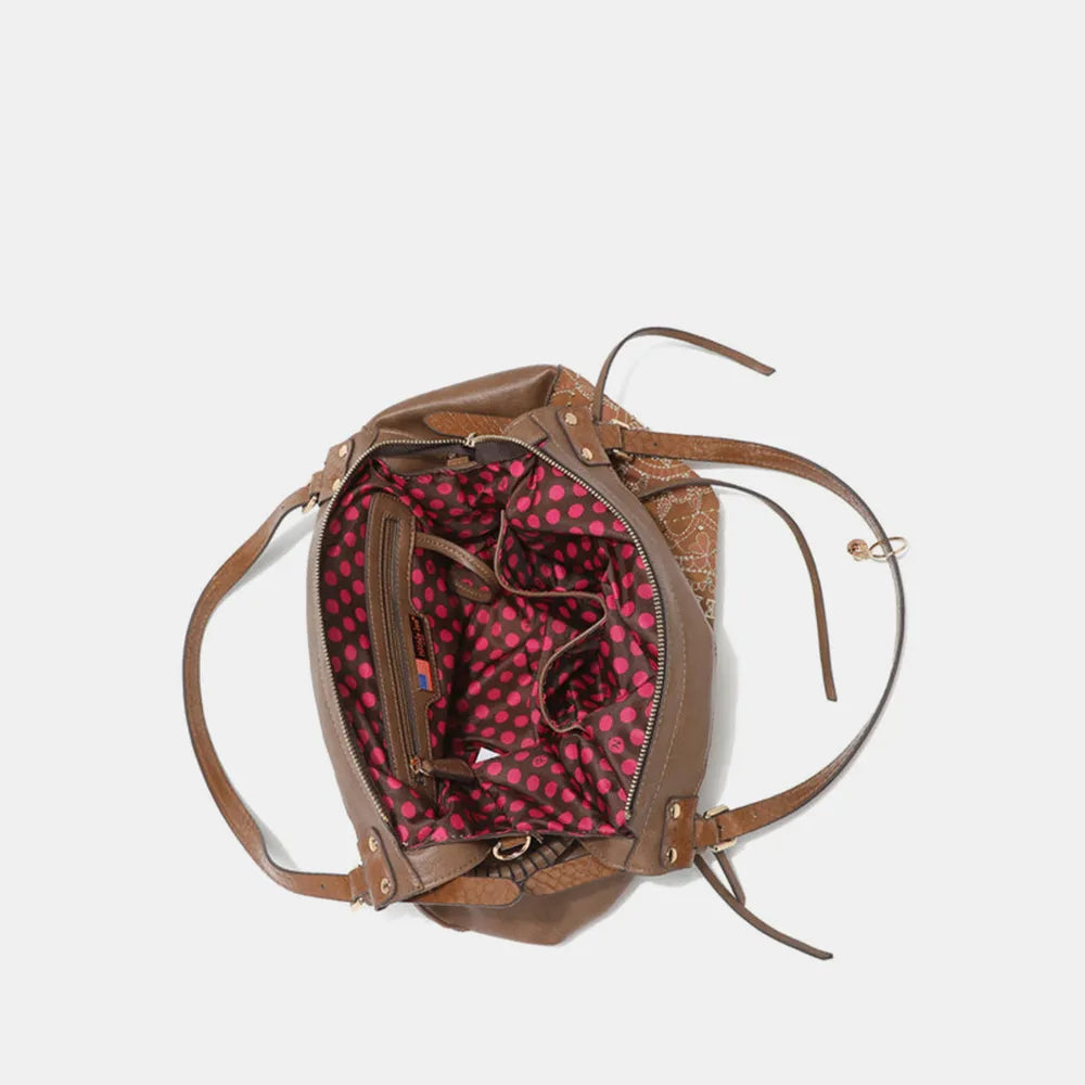 Nicole Lee USA Side Braided Tassel Inlaid Rhinestone Embroidery Hobo Bag - Alwesbo Fashion
