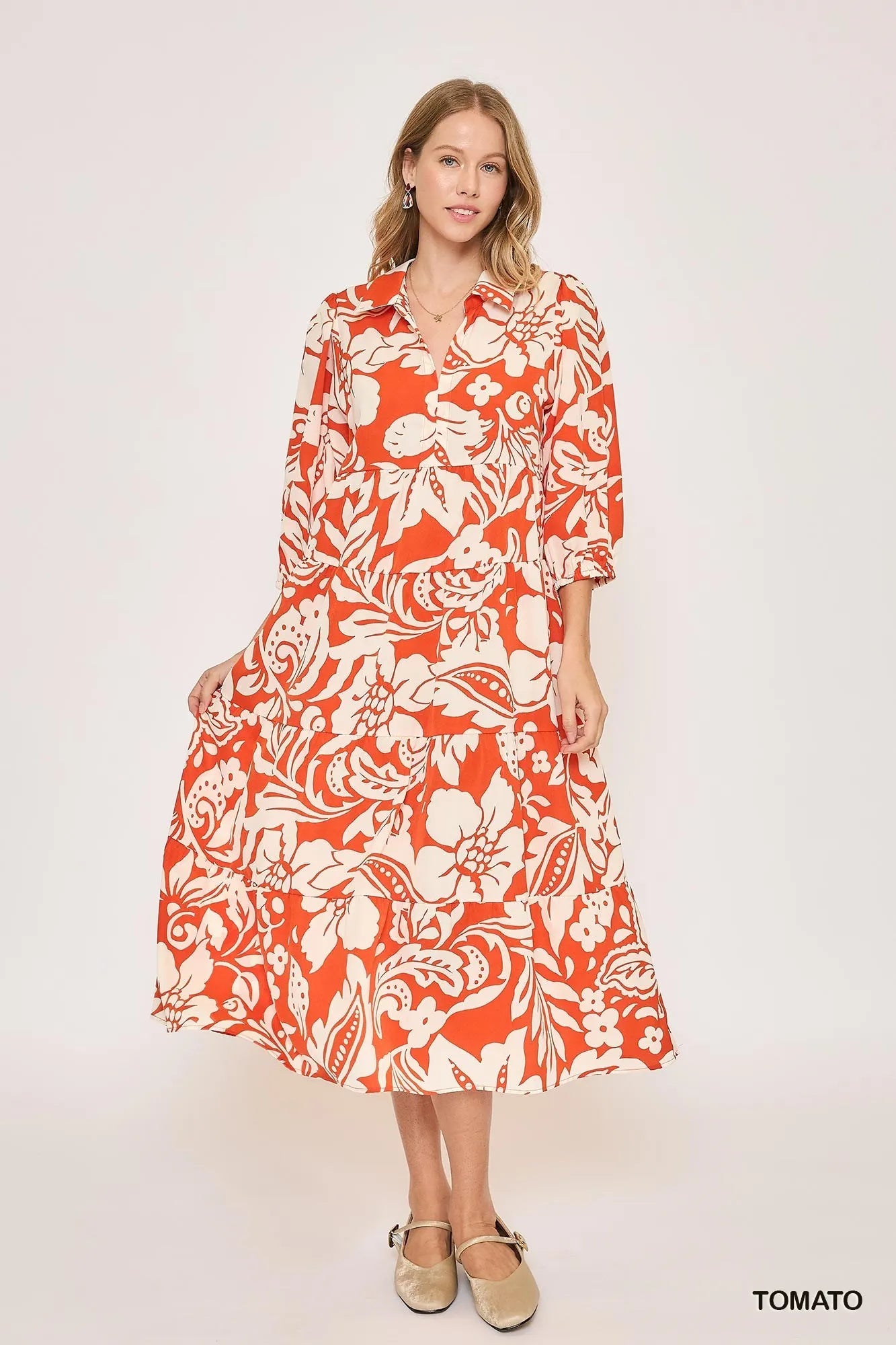 Boho Floral Print Midi Dress – Tiered & Lightweight - Alwesbo Fashion