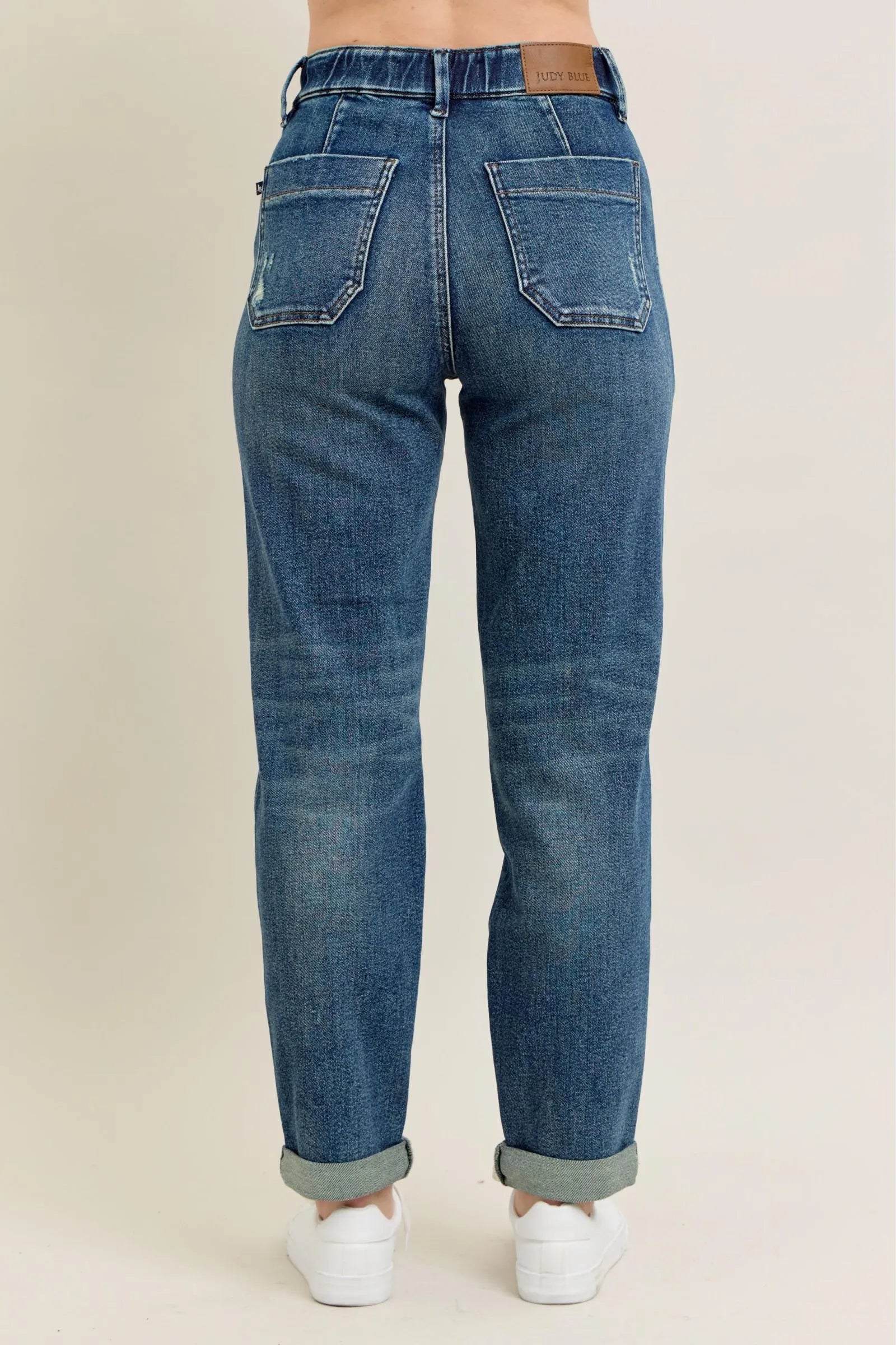 Judy Blue Full Size HW Vintage Wash Jeans w/ Drawstring Plus Size - Alwesbo Fashion