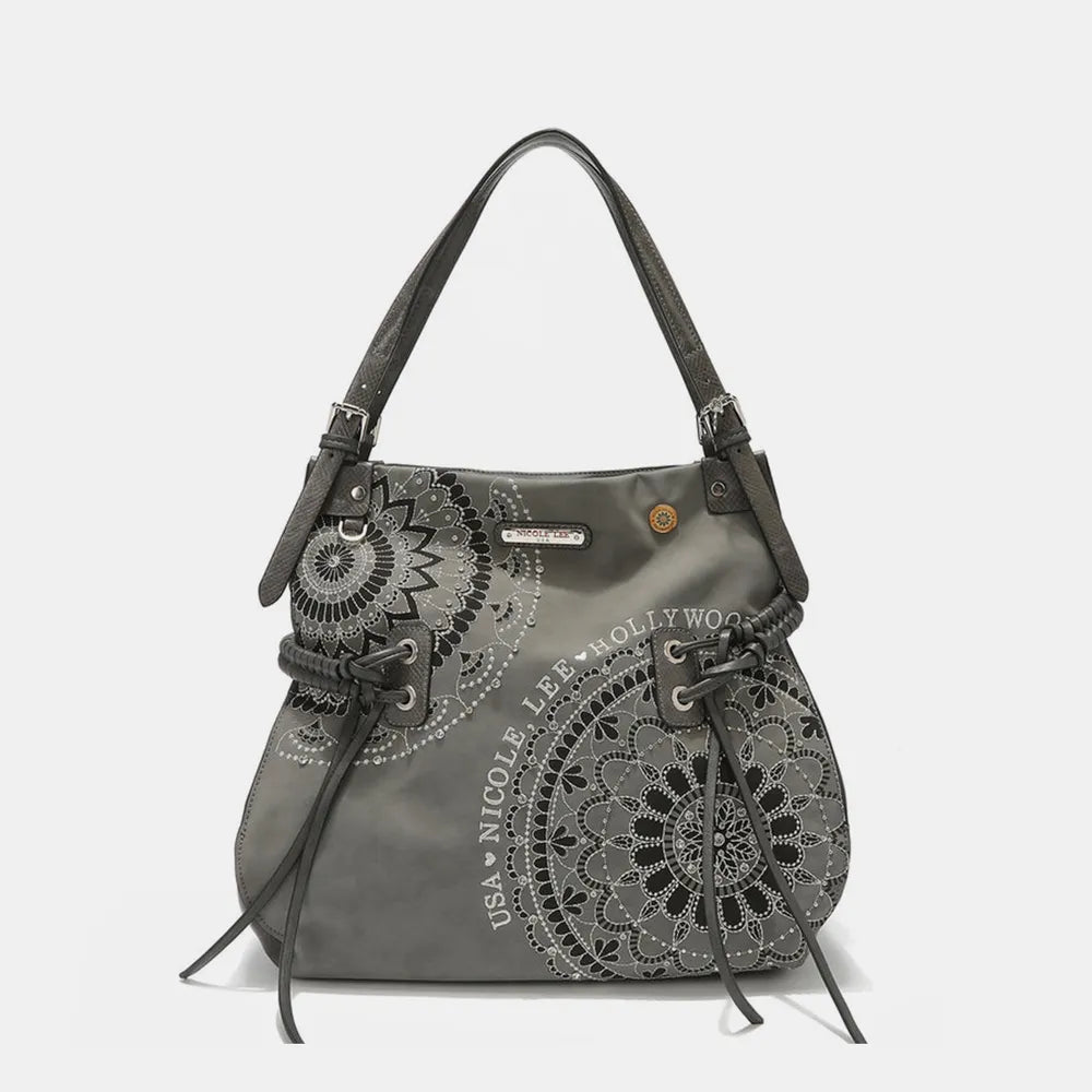 Nicole Lee USA Side Braided Tassel Inlaid Rhinestone Embroidery Hobo Bag - Alwesbo Fashion